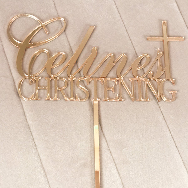 Name Christening & Cross Cake Topper