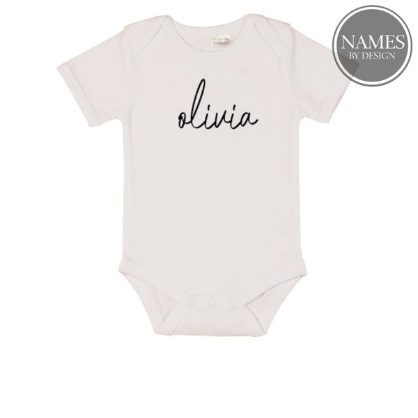 Cursive Name Short Sleeve Bodysuits Personalised Clothing