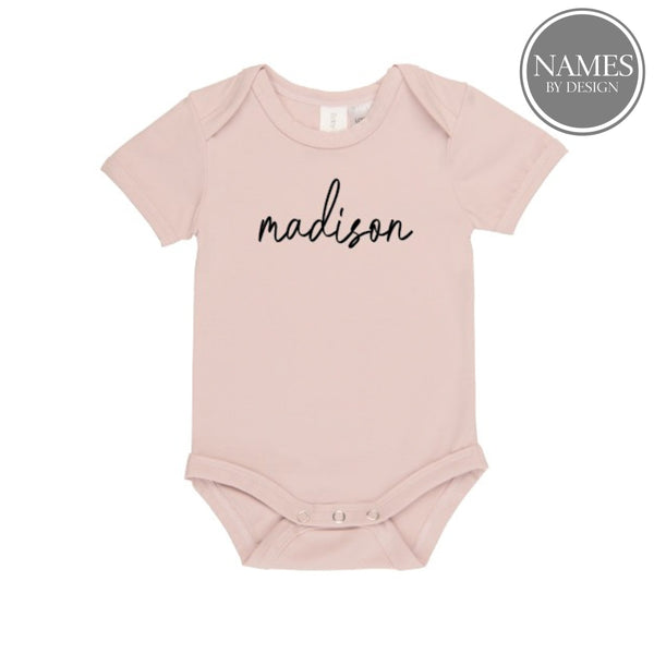 Cursive Name Short Sleeve Bodysuits Personalised Clothing